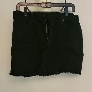 Raw edge jean skirt